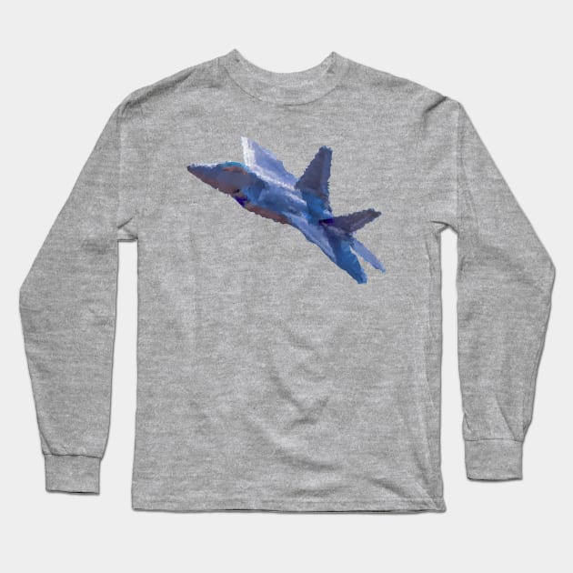 Low Poly F22 Raptor Jet Long Sleeve T-Shirt by TRIME